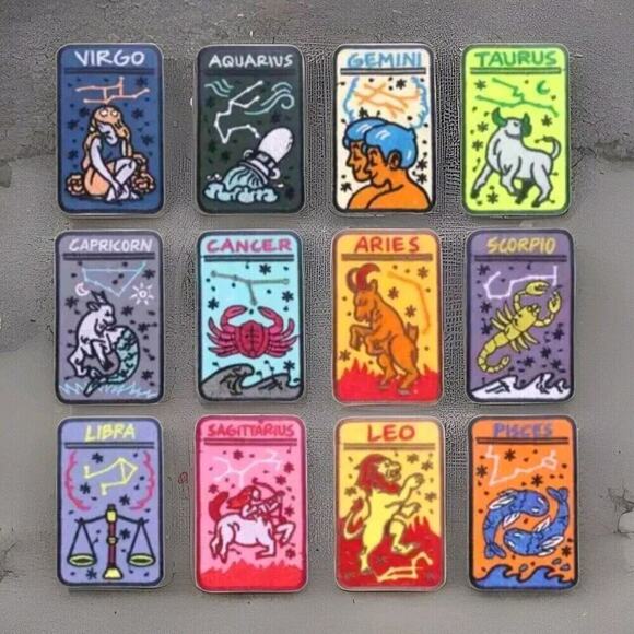 Retro Astrology Zodiac Sign Horoscope Birthday Gift  Patch Embroidered Spiritual - Picture 1 of 13